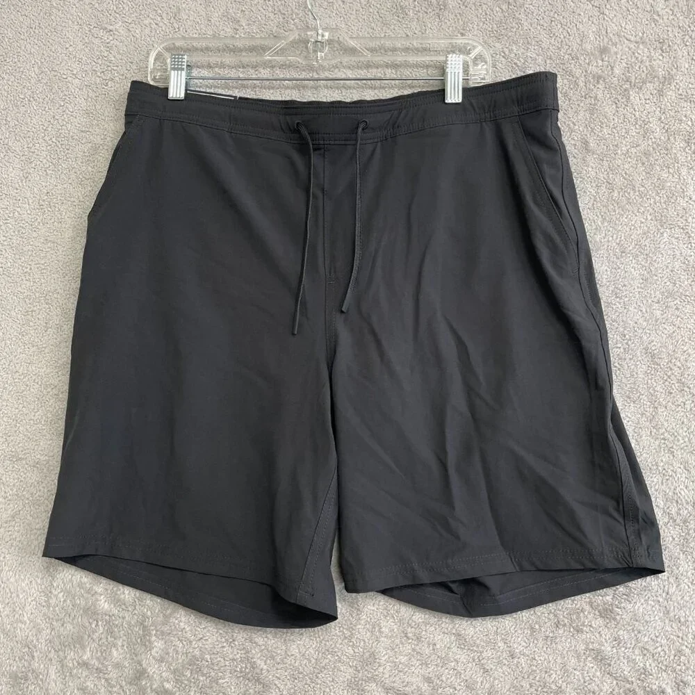 NEW Kirkland Signature Men's L Black Stretch Swim Shorts Quick-Dry Black